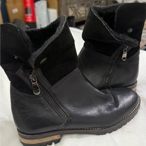 Fabianelli black genuine Italian leather boots with faux shearling fur size 37